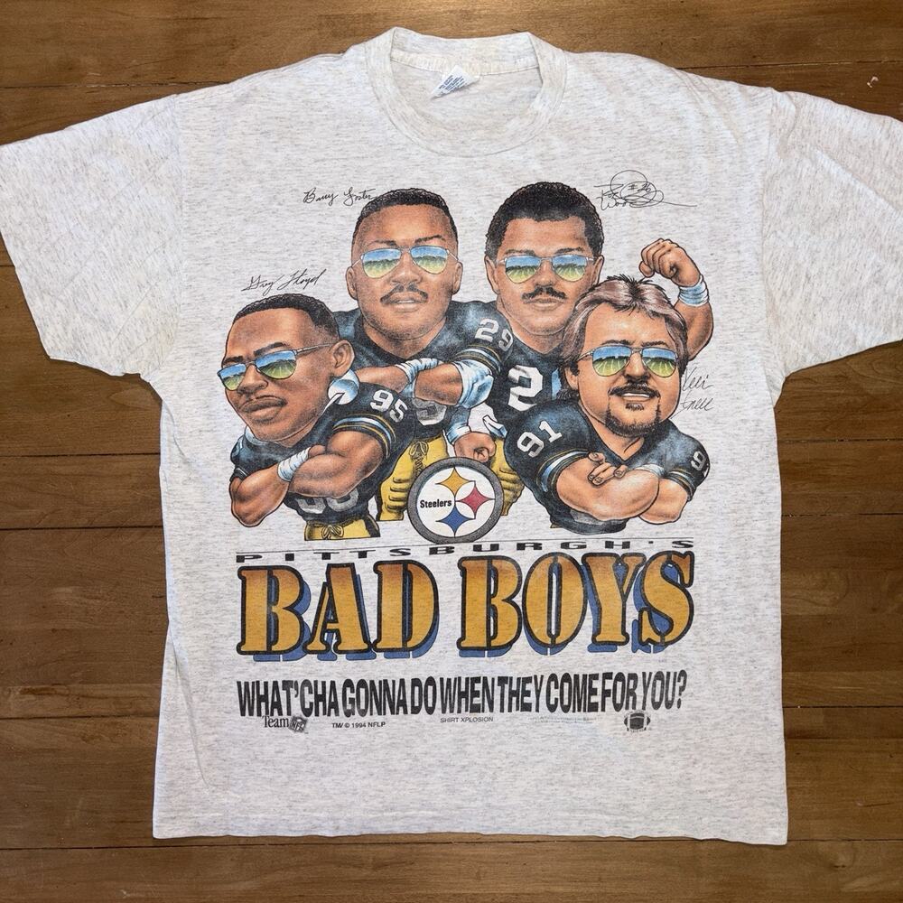 VINTAGE Pittsburgh Steelers BAD BOYS T Shirt Xplosion NFL Men’s L 1994 USA 90s